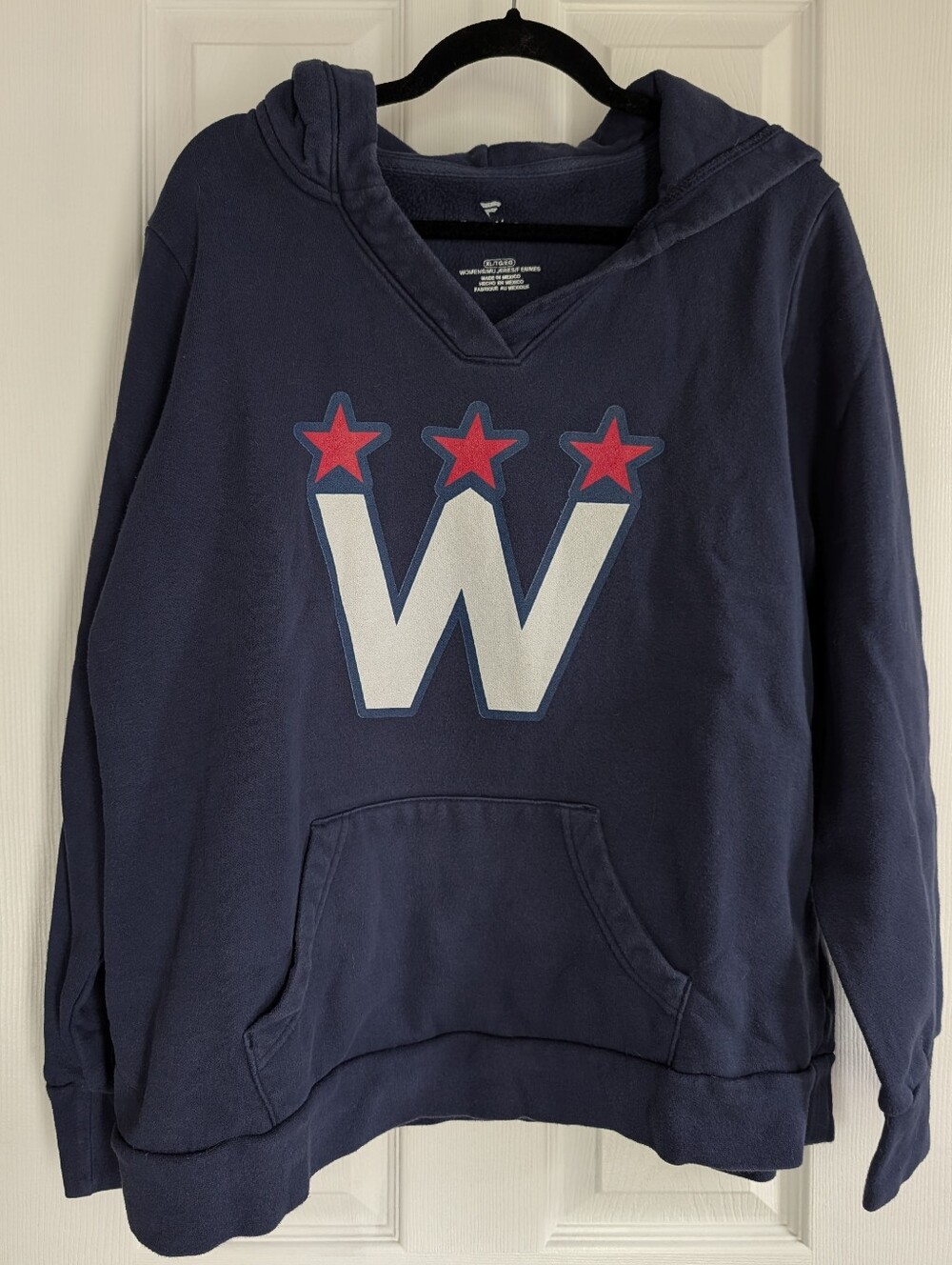 Washington Capitals NHL Kanga Hoodie, Navy Blue, Alternate "W" Logo, Women's XL